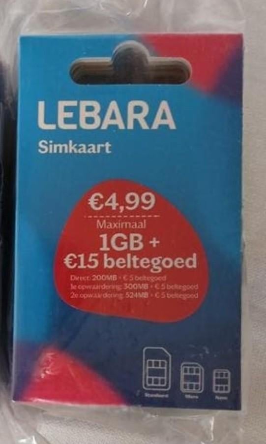LEBARA PREPAID SIMKAART NRS 50 STUKS GELDIG 2027, Telecommunicatie, Prepaidkaarten en Simkaarten, Ophalen of Verzenden, Nieuw