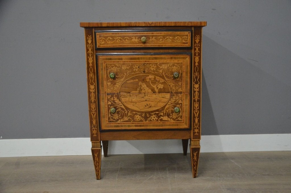 Antiek Inlegwerkkastje met Marqueterie, Ophalen of Verzenden