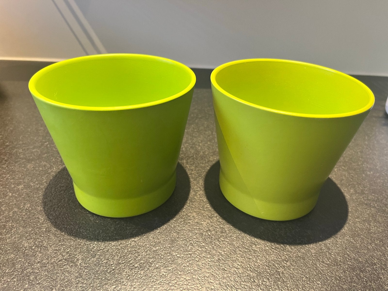 Set van 2 groene onderzetpotten, Tuin en Terras, Gebruikt, Rond, Binnen, Ophalen of Verzenden