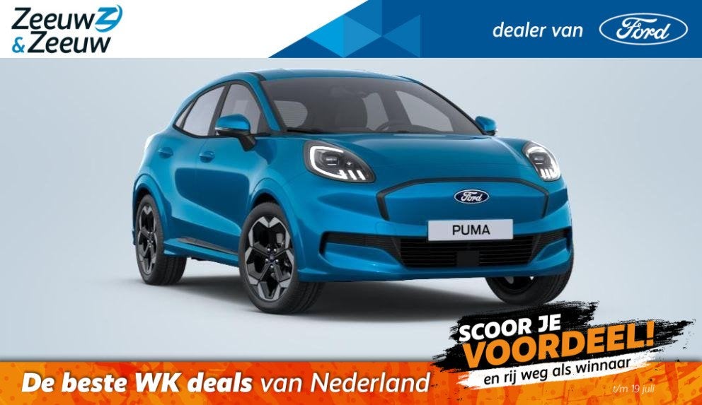 Ford Puma Gen-E Premium 47 kWh | NIEUW | Te Bestellen | 404, Auto's, Ford, 12 maanden, Puma, Blauw, Leder en Stof