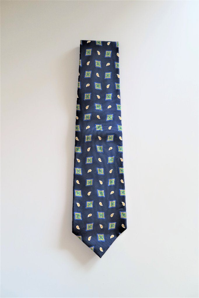 Stropdas Donkerblauw Motief (3494), Ophalen of Verzenden, Zo goed als nieuw, Blauw