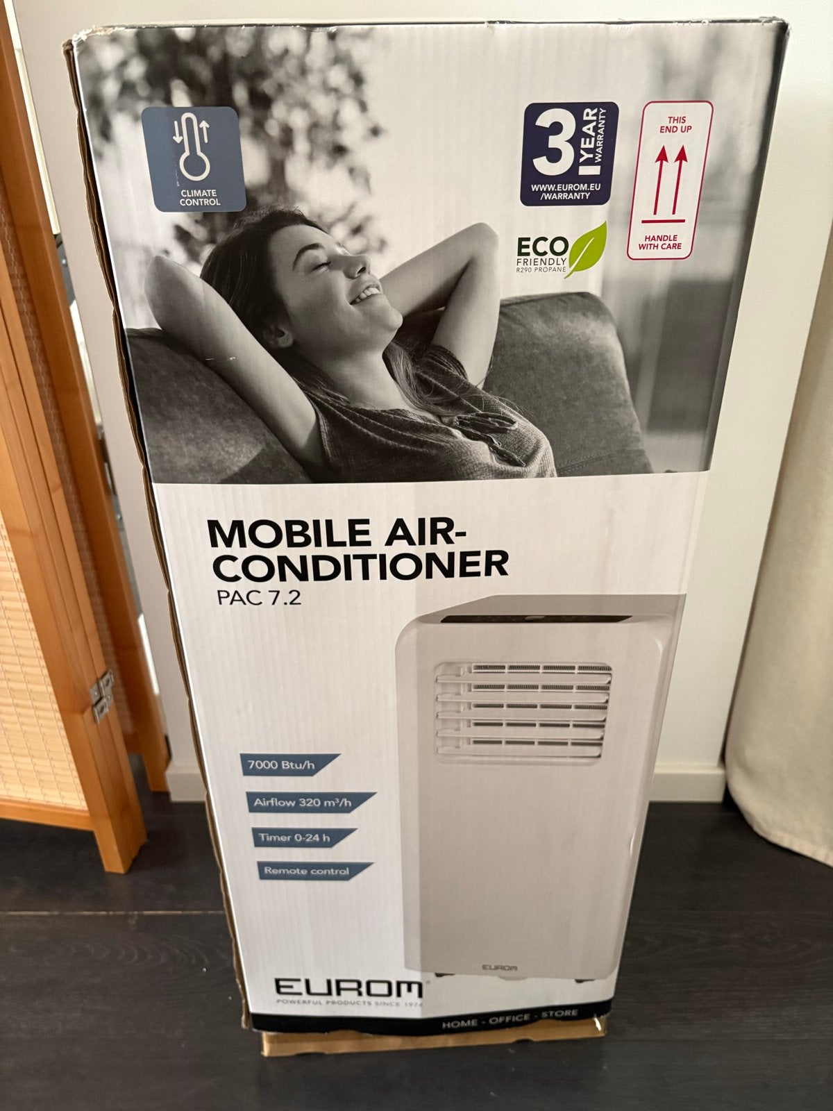 Eurom Mobiele Airco PAC 7.2, Ophalen, Minder dan 60 m³, 3 snelheden of meer, Zo goed als nieuw