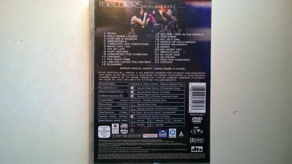 The Corrs - Live In London (DVD), Alle leeftijden, Ophalen of Verzenden, Zo goed als nieuw