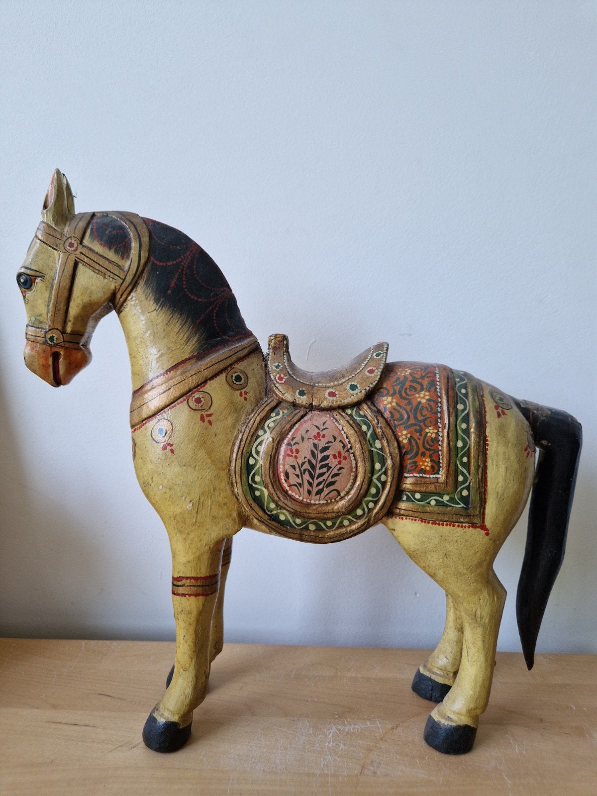 Antiek Ghodi wedding horse India houtsnijwerk, Ophalen of Verzenden