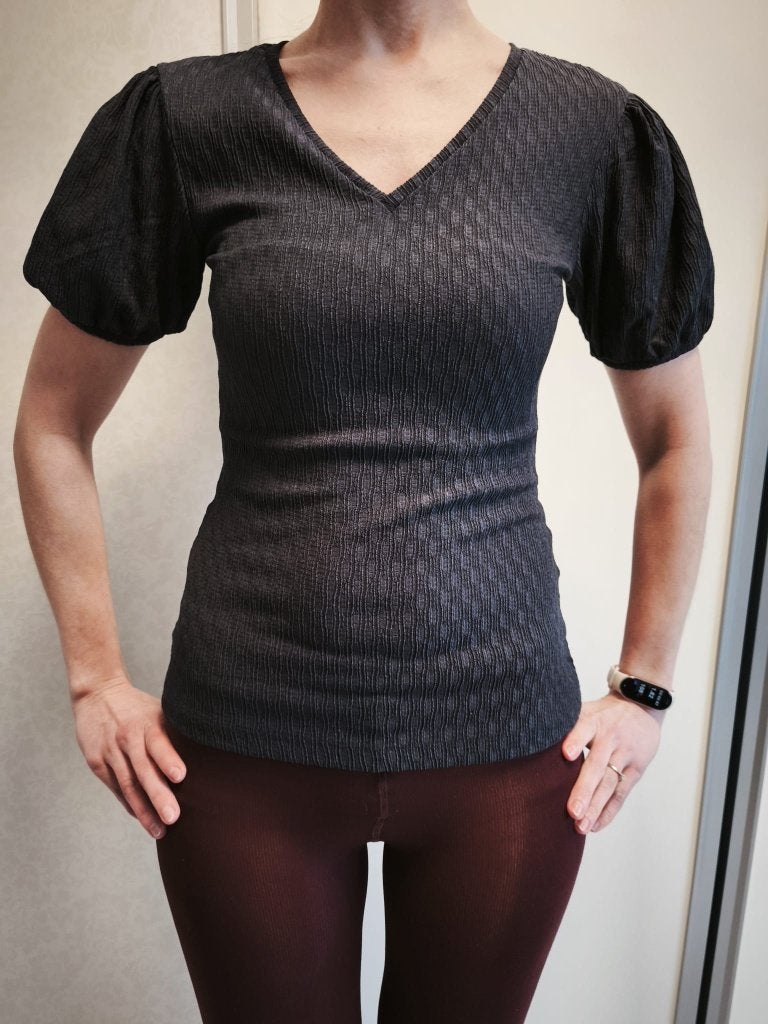 Anna Field blouse shirt V-hals pofmouwen marineblauw XS/34, Kleding | Dames, Anna Field, Zo goed als nieuw, Korte mouw, Maat 34 (XS) of kleiner