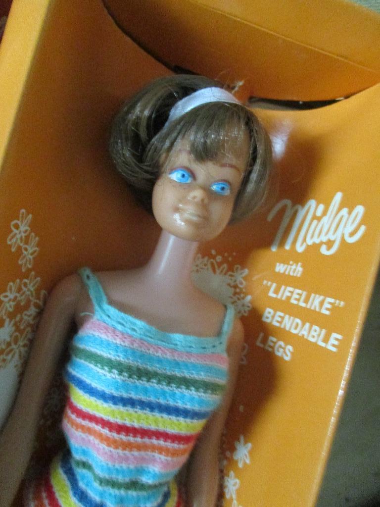 Vintage barbie A,m,g B,l  midge in doos nattel japan 1965, Verzenden, Zo goed als nieuw, Pop