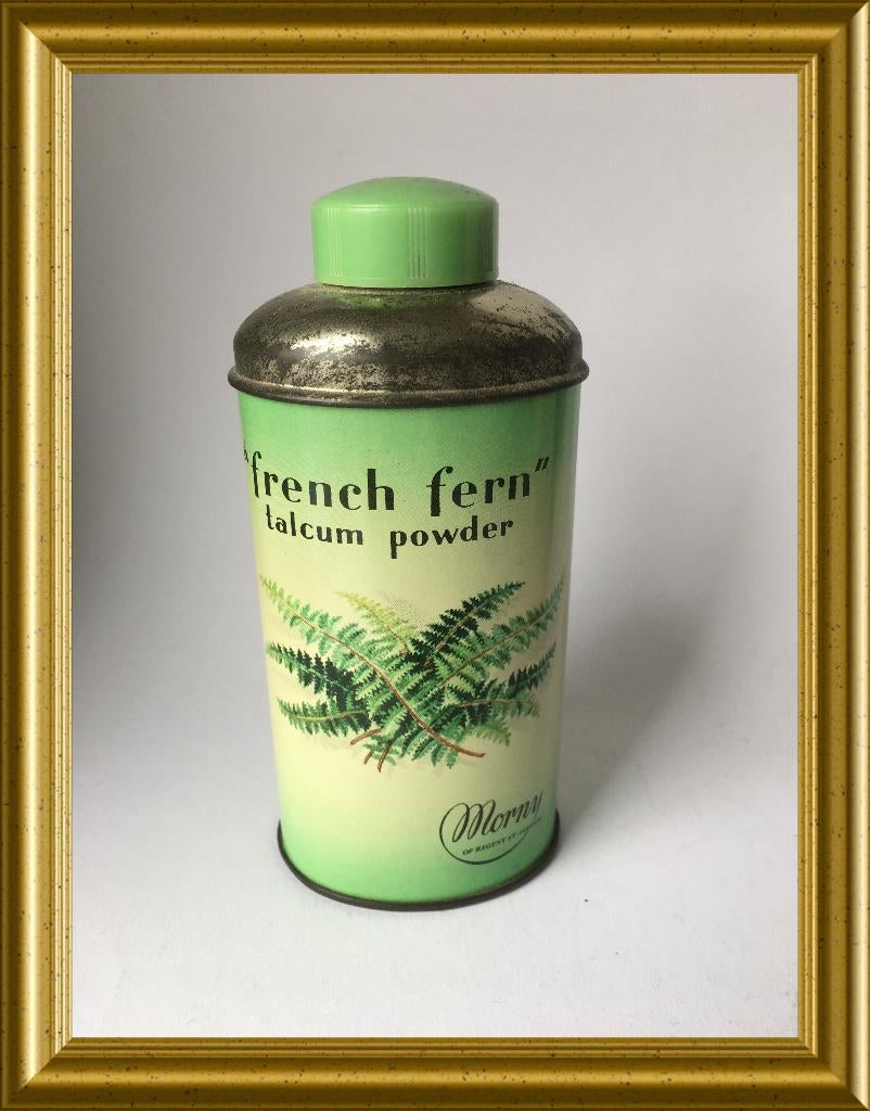 Oud blikje / talkpoeder busje, French Fern, Morny, Ophalen of Verzenden, Gebruikt, Overige