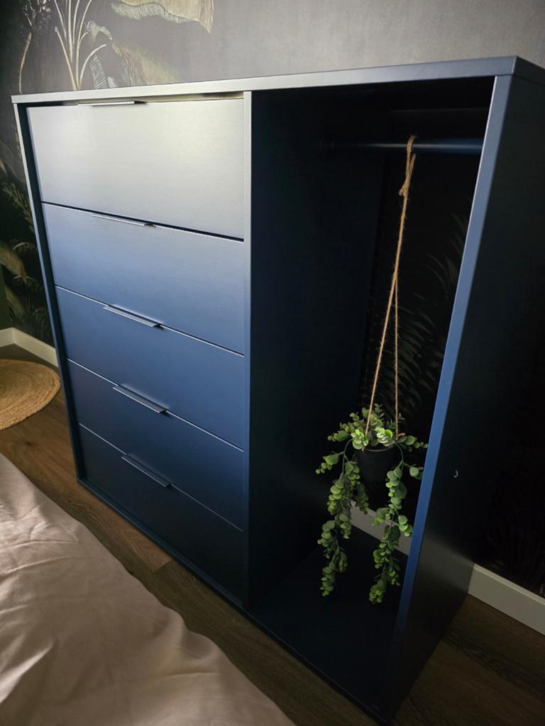 Blauwe kast, Huis en Inrichting, Kasten | Roldeurkasten en Archiefkasten, Ophalen, 25 tot 50 cm, 100 tot 150 cm