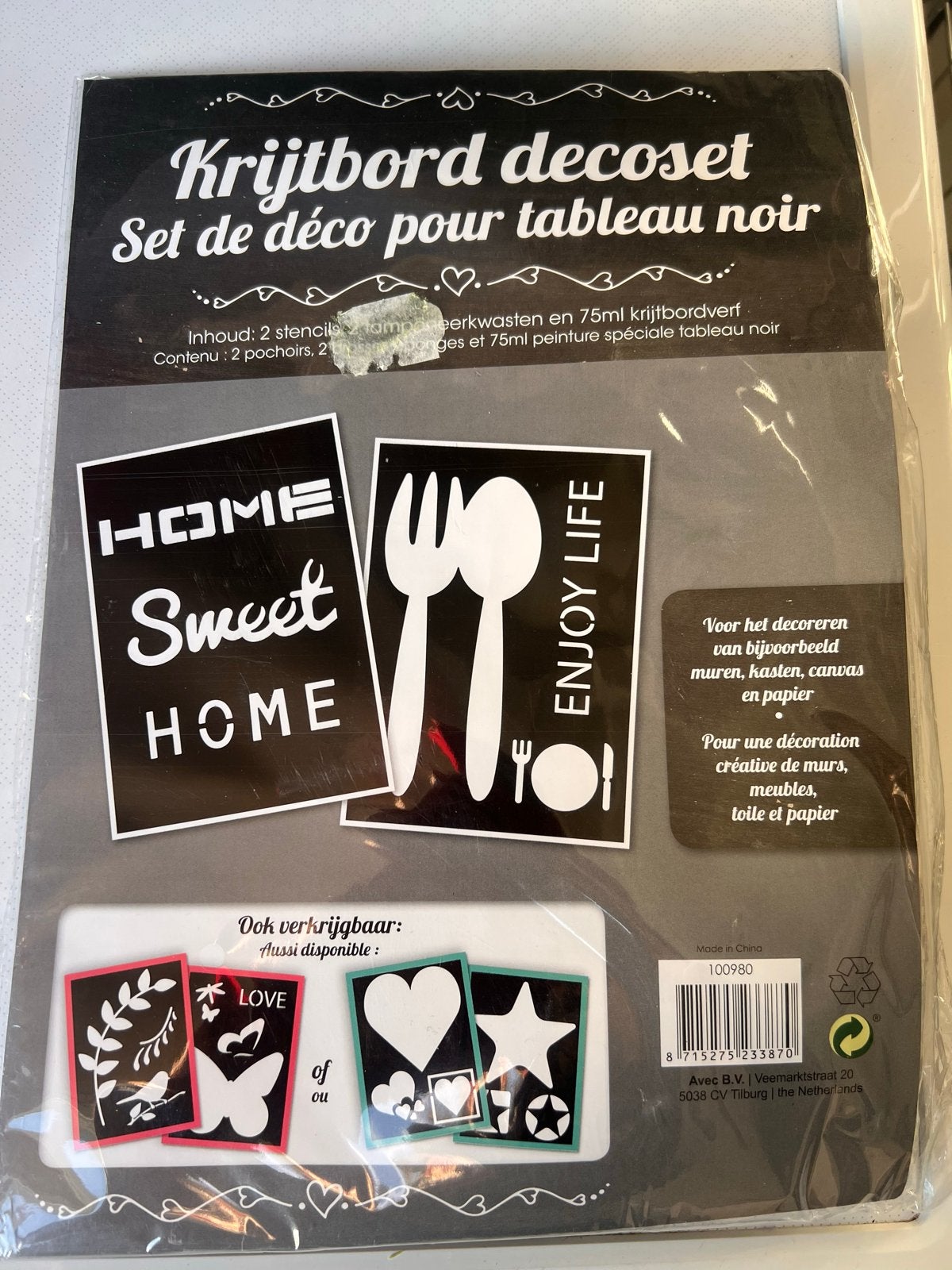 Krijtbord Decoset - Creatief Knutselen met Stencils & Verf, Hobby en Vrije tijd, Knutselen, Nieuw, Knutselset, Herbruikbaar, Overige merken
