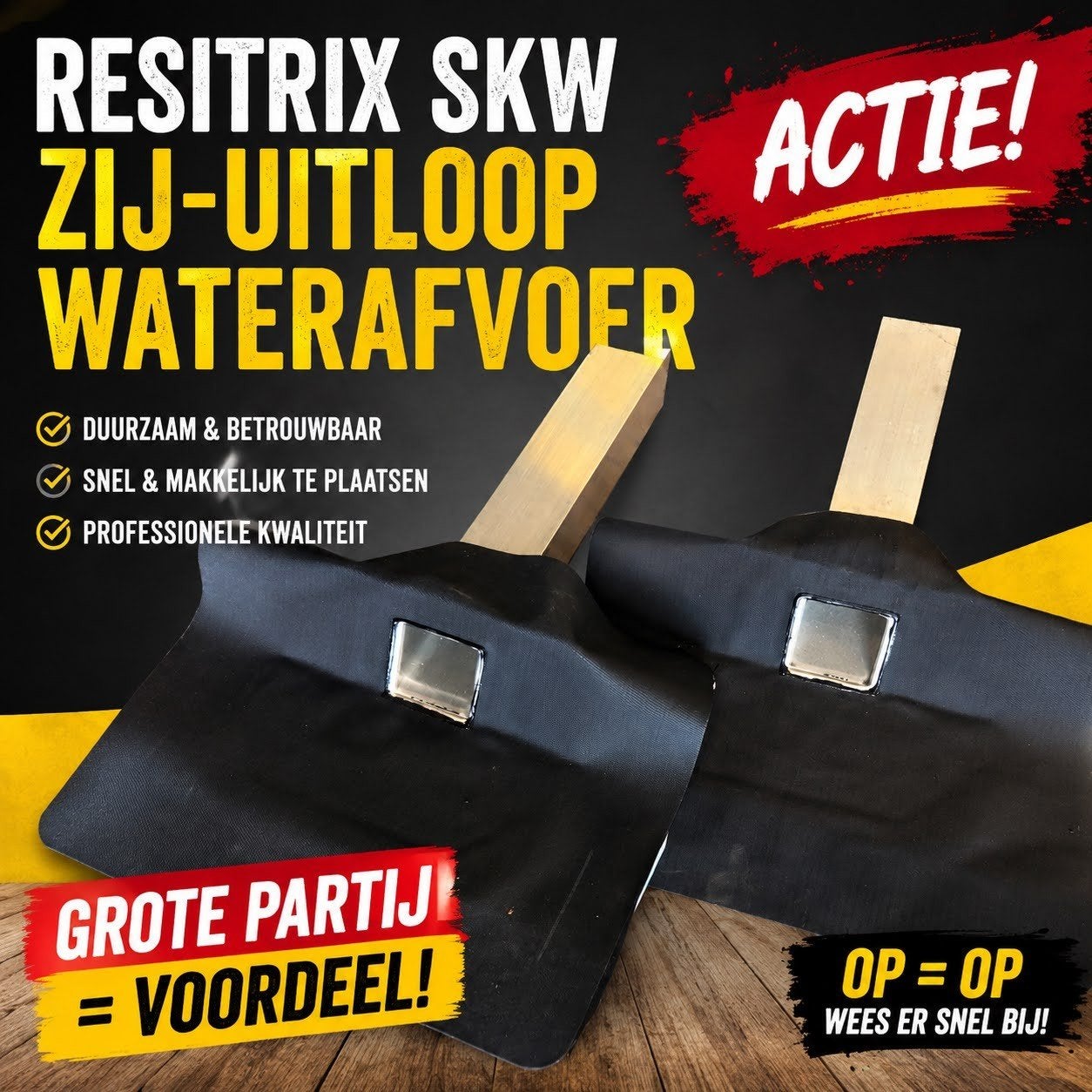RESITRIX SKW ZIJ-UITLOPEN /  WATERAFVOER, Ophalen, Overige materialen, Zwart, Overige typen