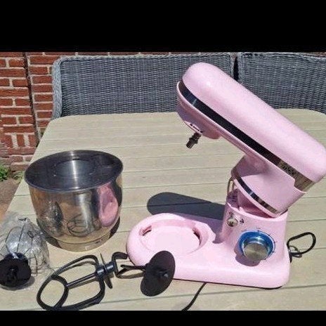 Roze mixer met kom en accessoires, Ophalen, Gebruikt