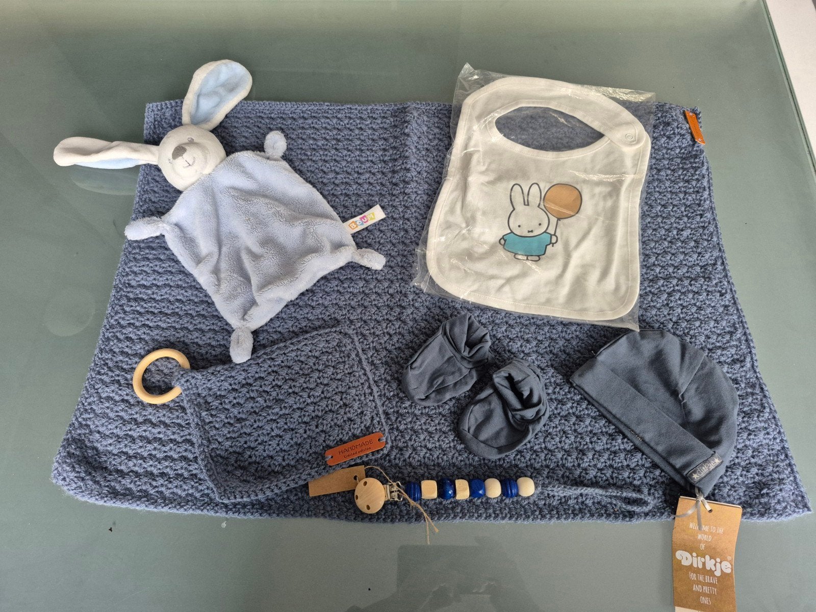 Handgehaakt babydekentje set -ijsblauw, Nieuw, Handgemaakt, Blauw, Deken
