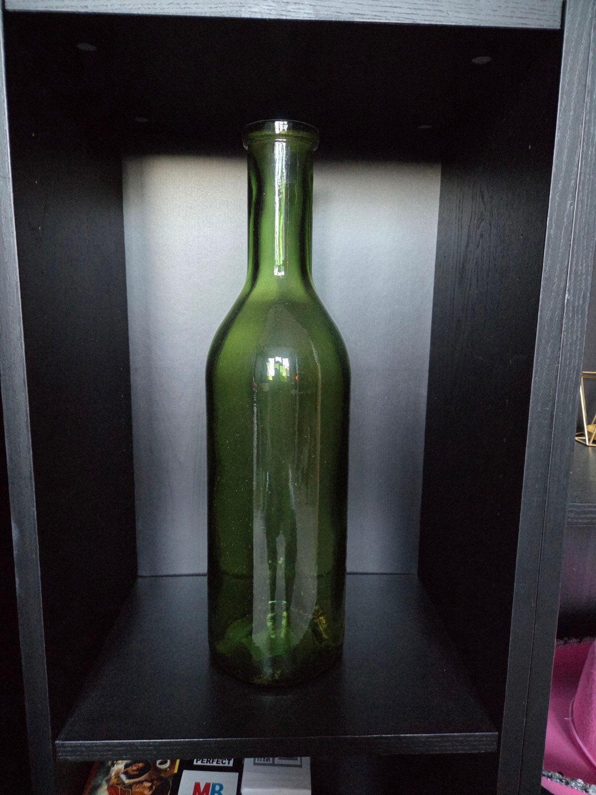 Groene glazen fles - Decoratieve vaas, Ophalen of Verzenden