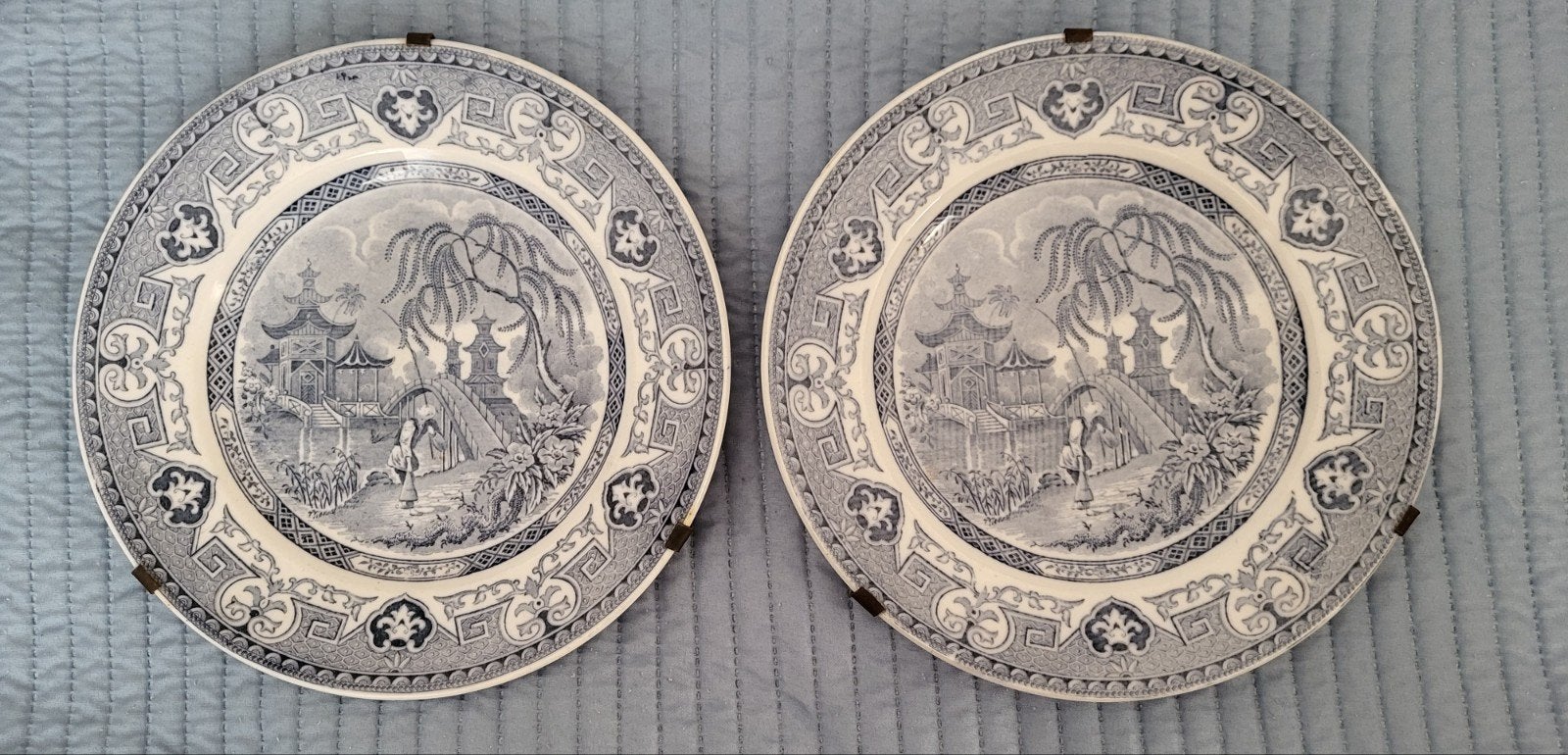 2 Franse borden Sarreguemines decor Yeddo, Ophalen of Verzenden