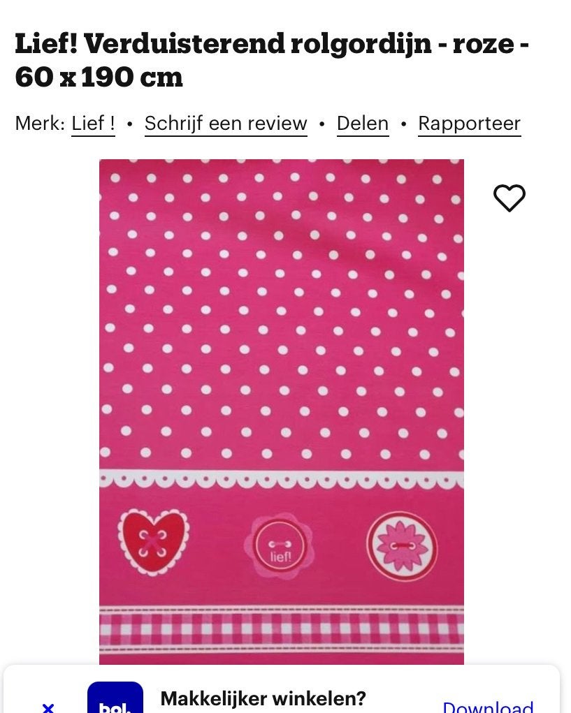 Nieuw rolgordijn van Lief! - roze met print - 60 x 190 cm, Gordijnen of Lamellen, Lief! Lifestyle, Nieuw, Ophalen of Verzenden