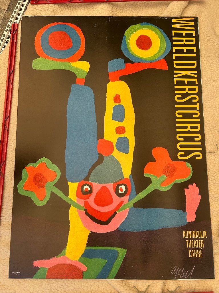 Karel appel poster wereldkerstcircus, Ophalen, Met lijst, Deurposter of groter, Film en Tv
