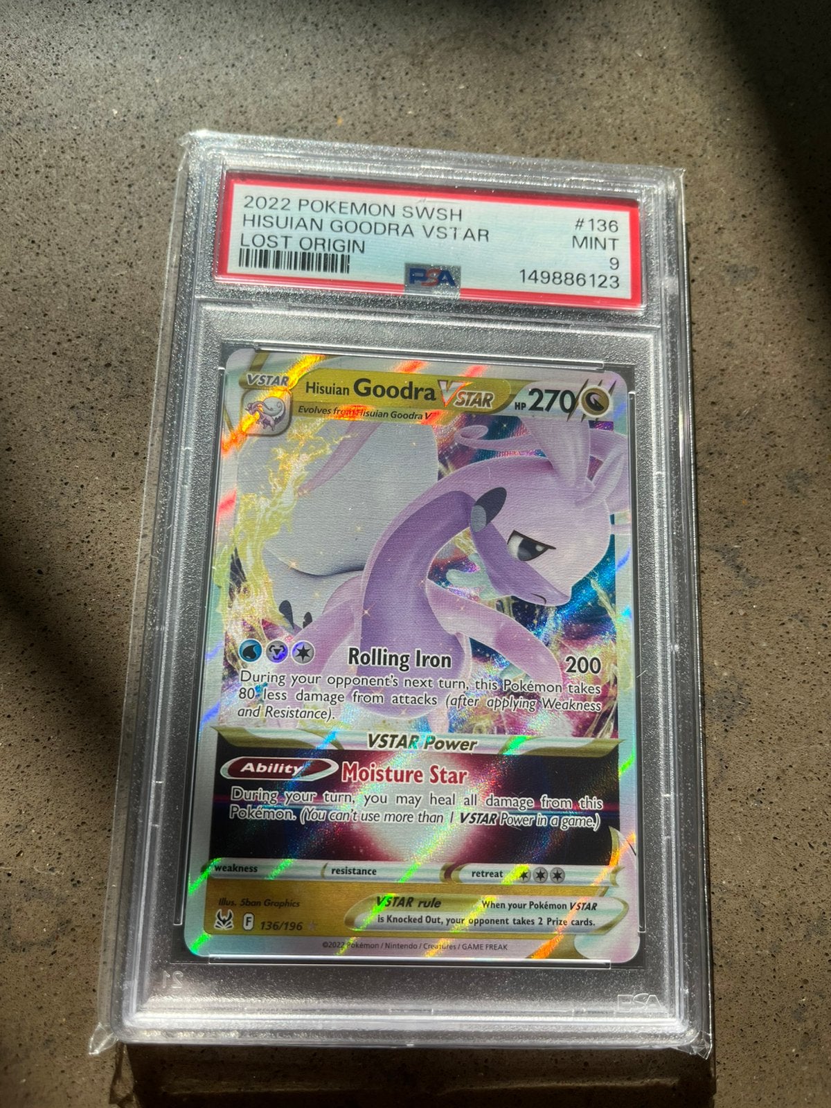 Goodra Vstar PSA 9 - Lost Origin 2022, Ophalen of Verzenden, Zo goed als nieuw, Losse kaart