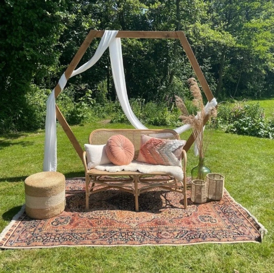 Hexagon backdrop set, bruiloft decoratie, trouwbankje, boho, Ophalen, Nieuw