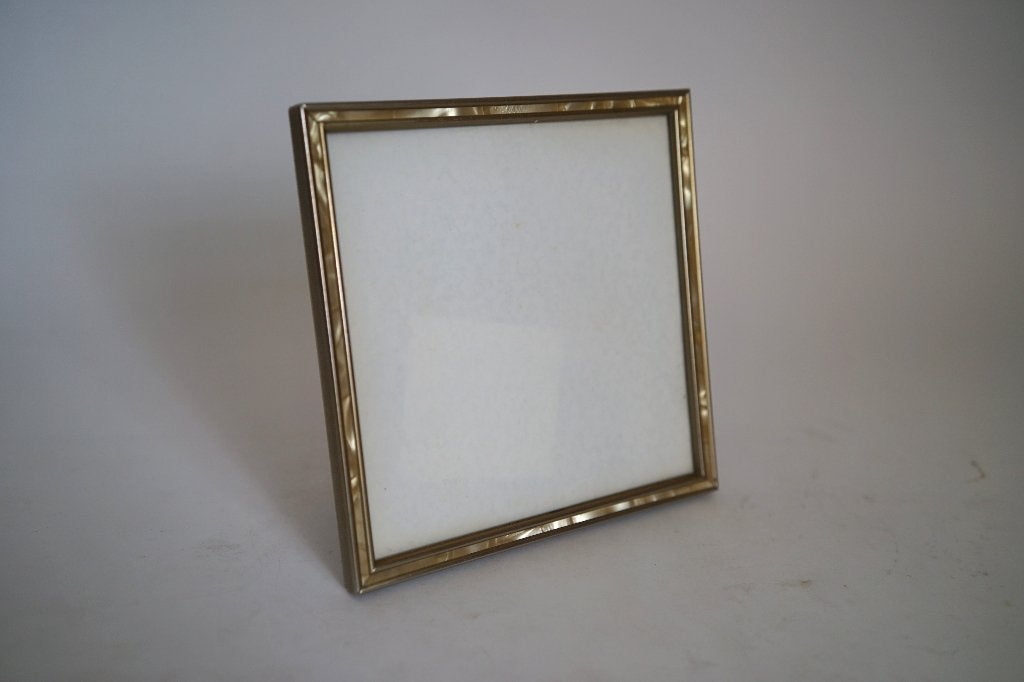 Vintage fotolijst vierkant staand plat mat glas parelmoer, Ophalen of Verzenden, Gebruikt, Overige materialen