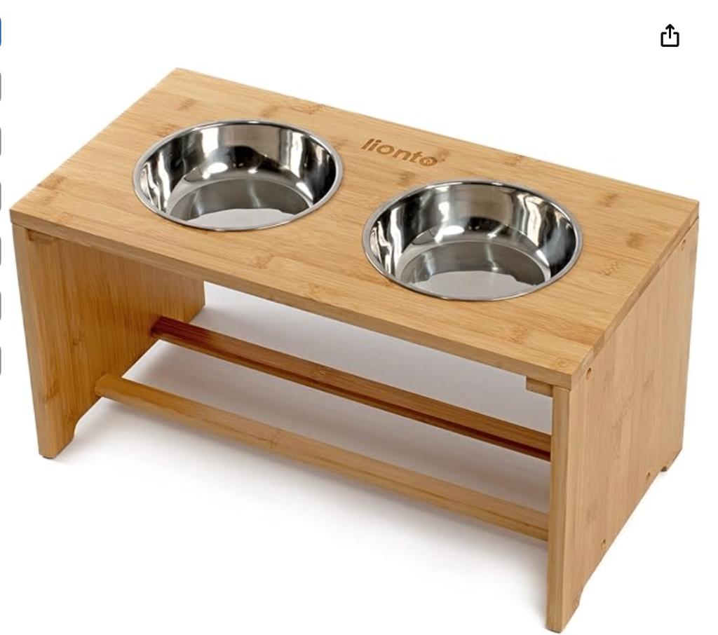 lionto raised dog bowl feeder for dogs bamboo, Ophalen, Zo goed als nieuw