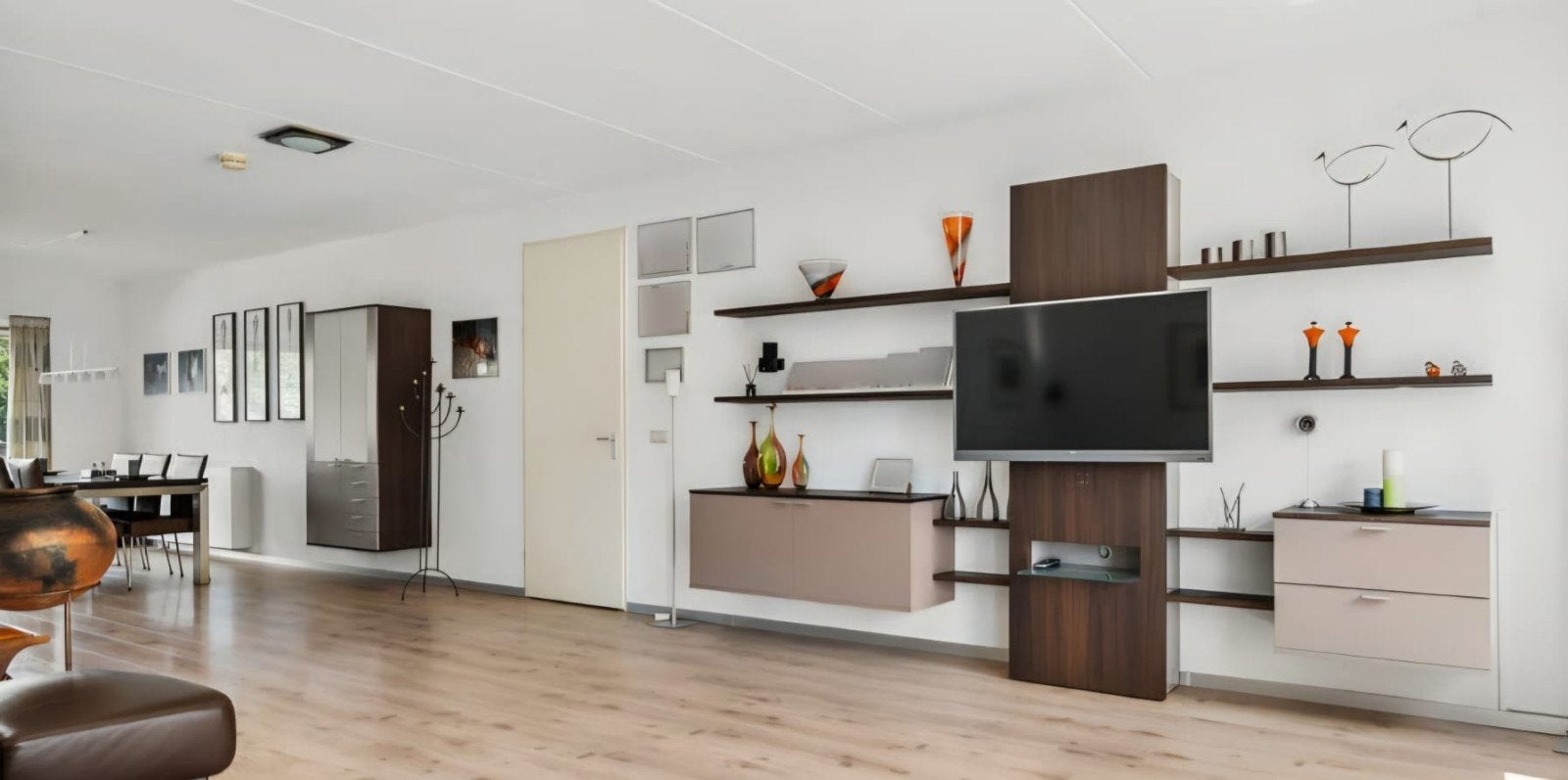 Moderne wandmeubelset met tv-meubel en opbergkasten, Gebruikt, 200 cm of meer, Overige houtsoorten, Ophalen of Verzenden