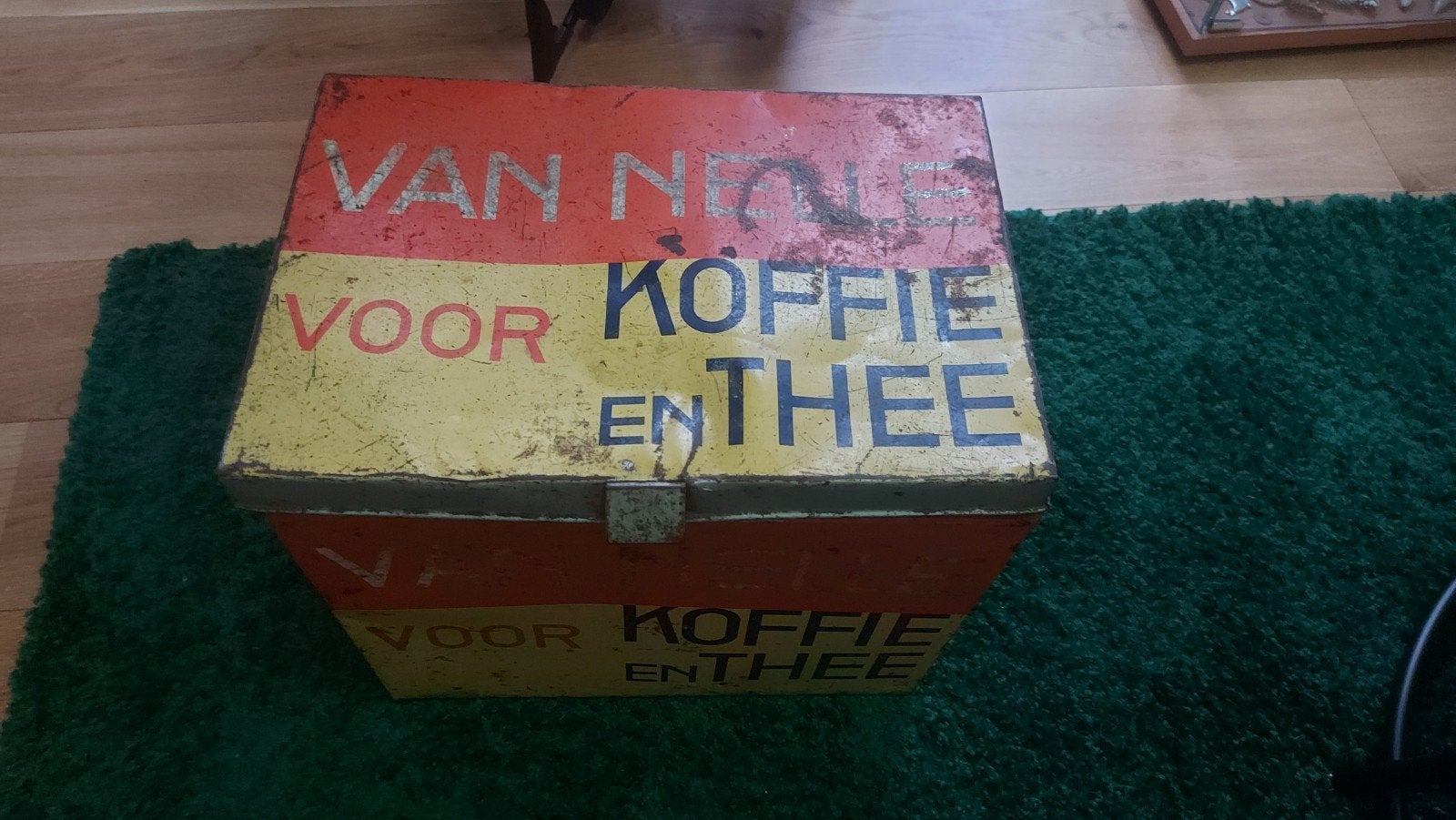 Vintage Van Nelle Koffie en Thee metalen kist, Ophalen