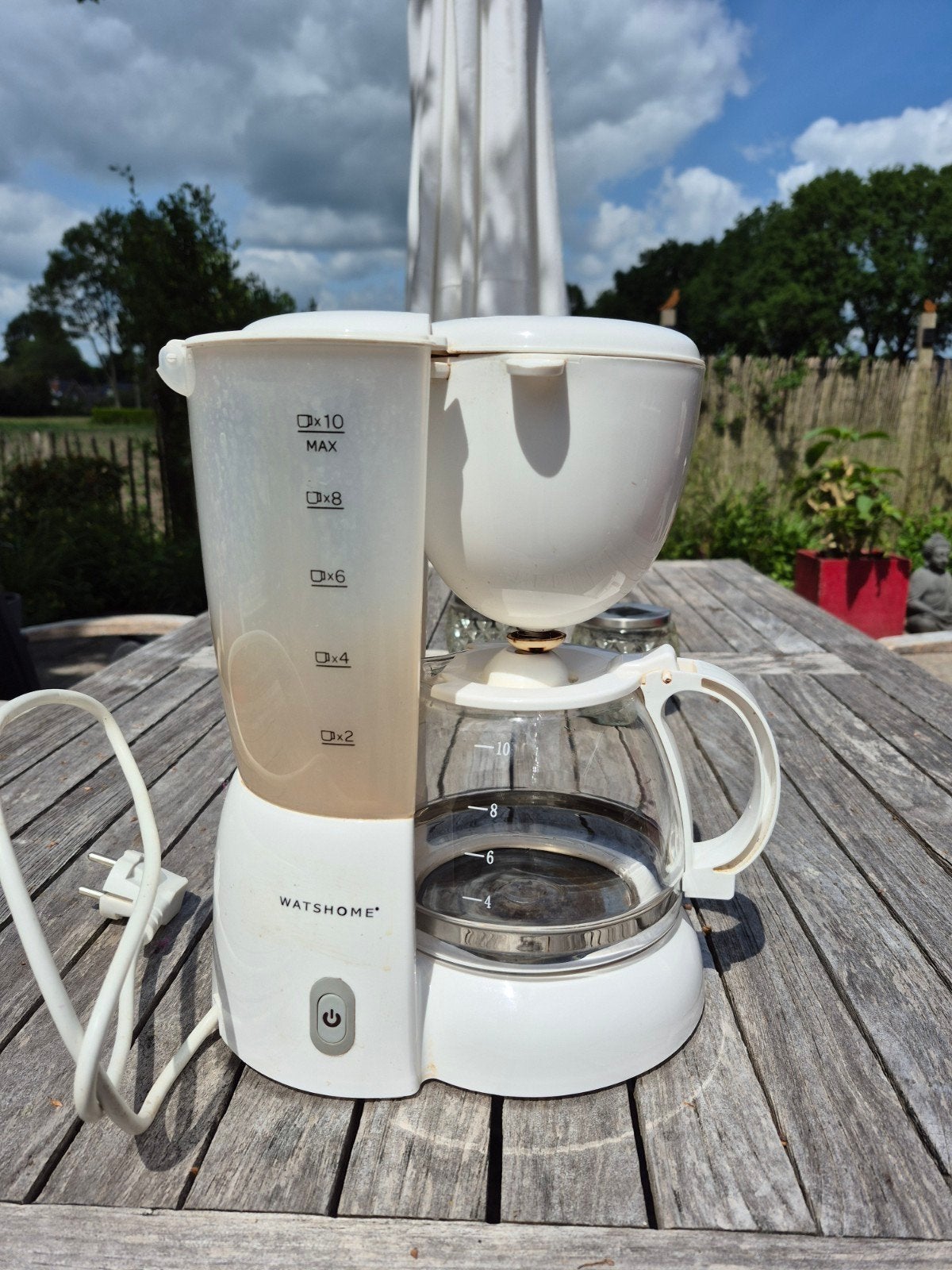WatsHome Koffiezetapparaat - Wit, 10 kopjes, Witgoed en Apparatuur, Gebruikt, 10 kopjes of meer, Koffiemachine, Gemalen koffie