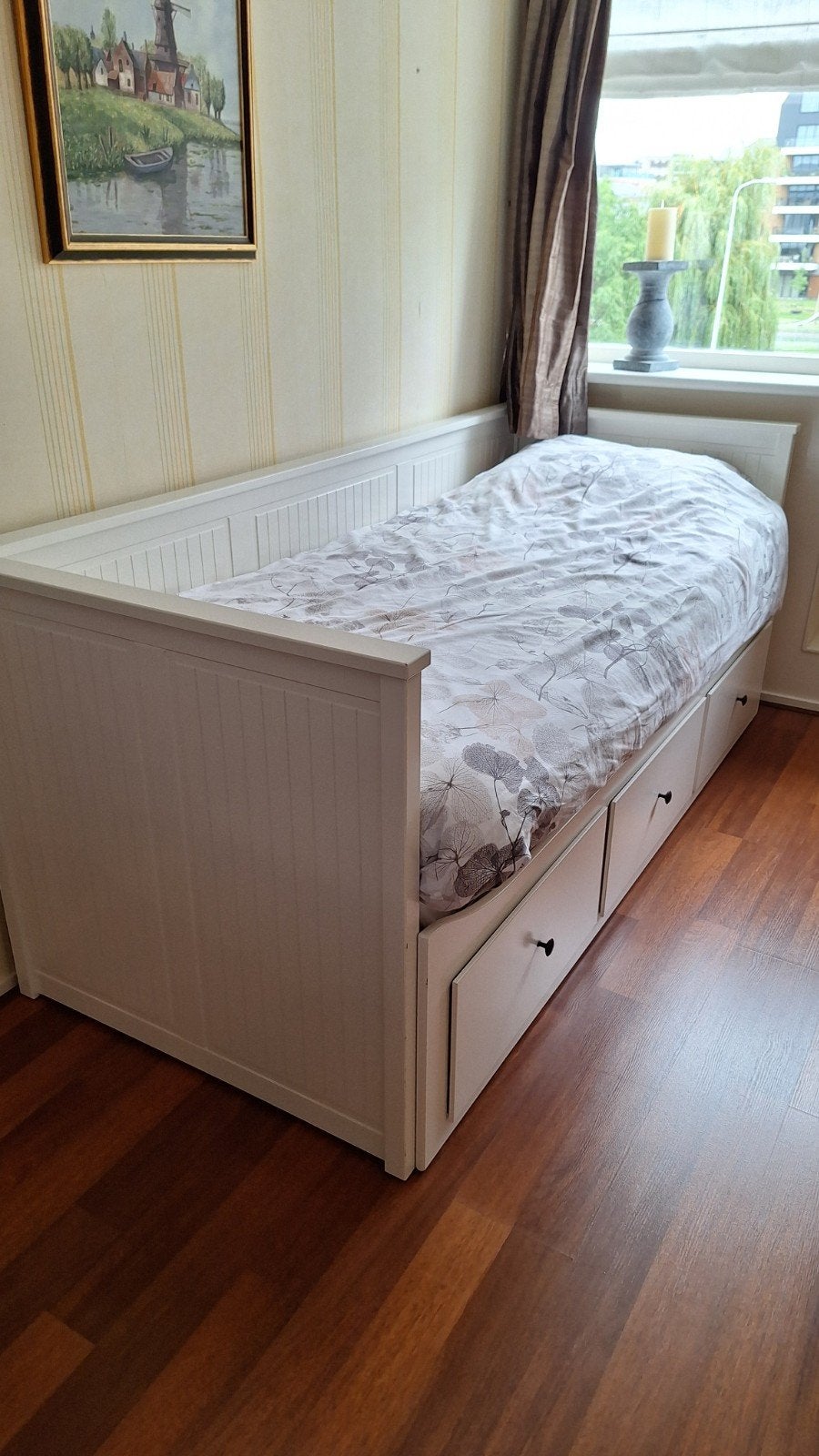 IKEA Hemnes bedbank met 2 matrassen (max. 5x gebruikt), Ophalen, Wit, Tweepersoons, 80 cm