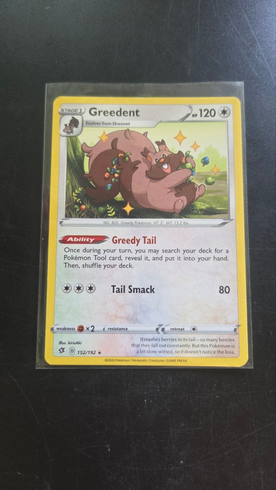 Greedent (rare) 152/192 Rebel Clash Pokémon Kaart, Verzenden, Zo goed als nieuw, Losse kaart