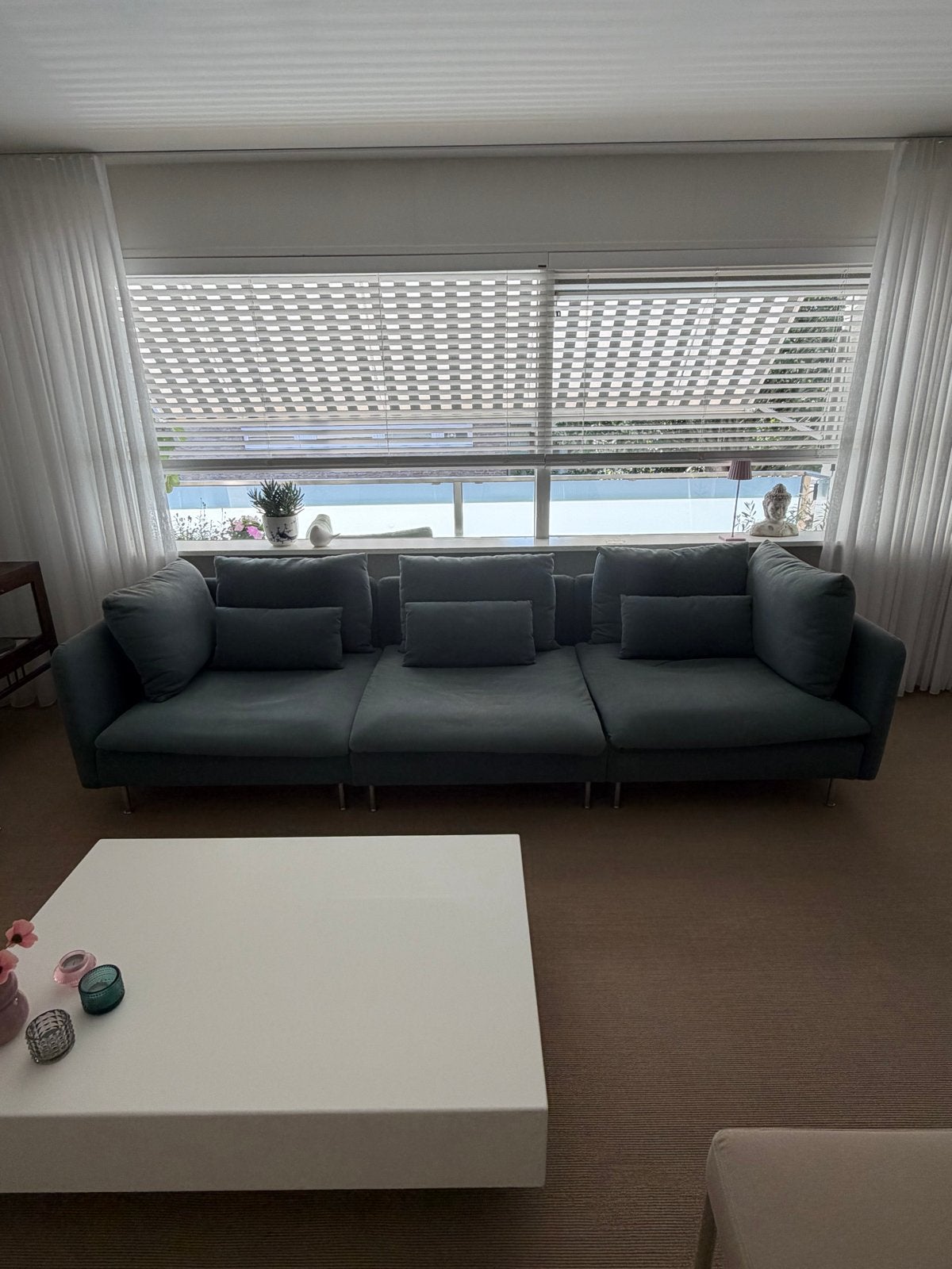 Ikea Söderhamn 4-zits bank - Blauwgroen, Ophalen, 250 tot 300 cm, Gebruikt, 100 tot 125 cm