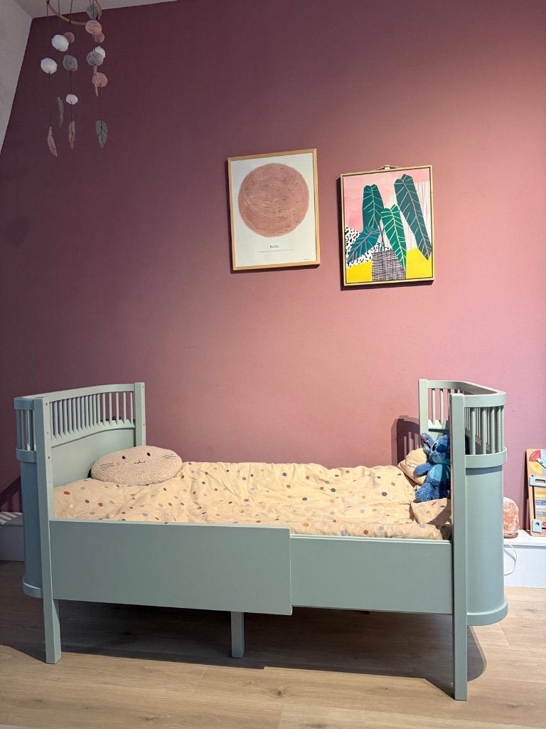 Sebra baby- en juniorbed, mintgroen, Ophalen, Gebruikt, 70 tot 85 cm, Matras