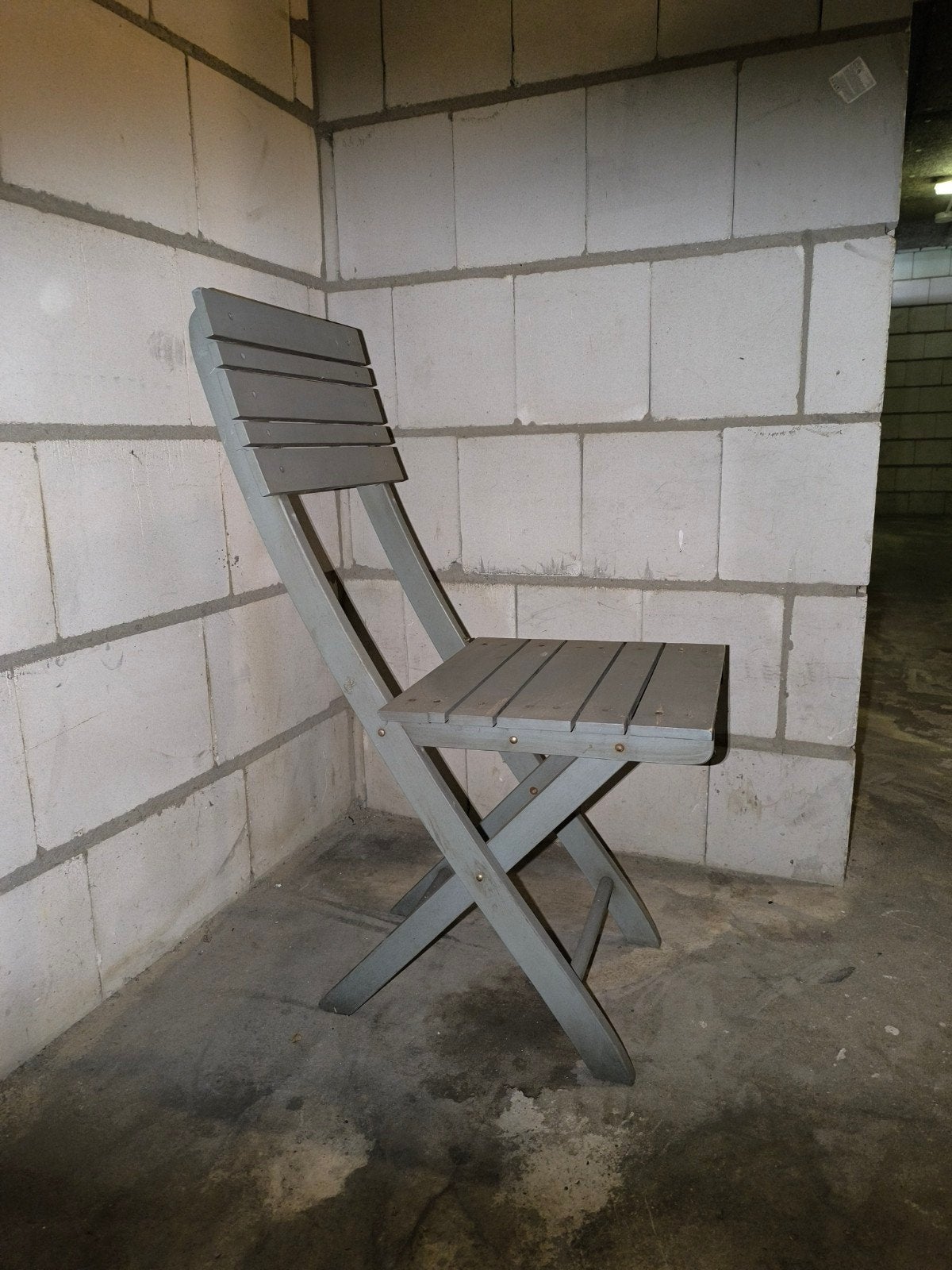 2x INTERBUILD Sofia Acacia klapstoelen schemergrijs, Ophalen of Verzenden, Gebruikt, Hout, Inklapbaar