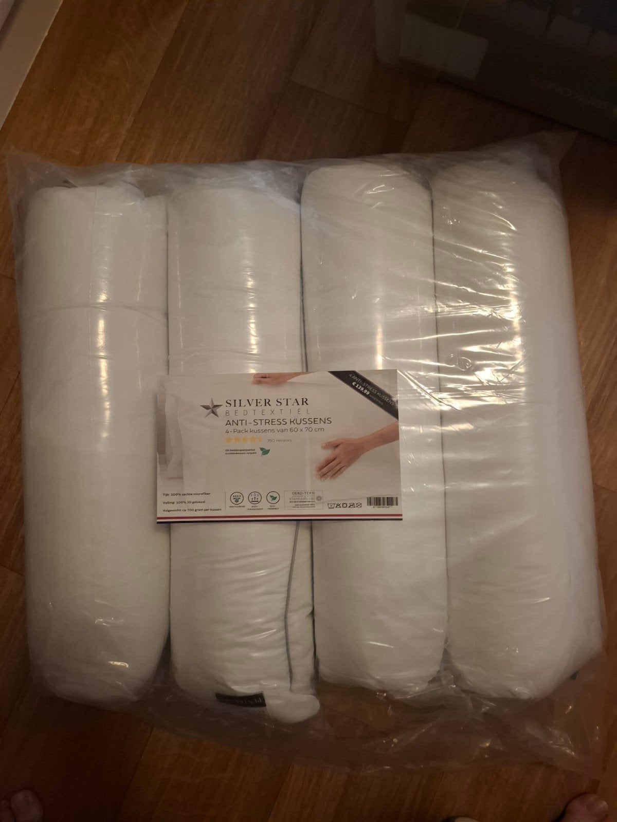 Silver Star Anti-Stress Kussens 4-pack 60x70 cm, Ophalen, Overige merken, Ademend, Wit