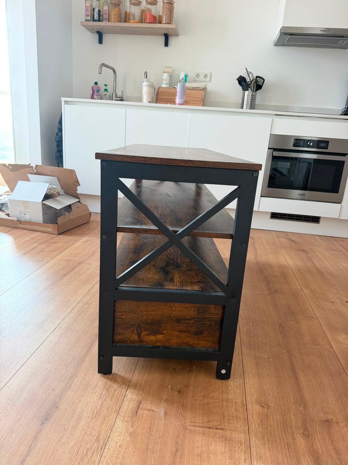 Industriële TV-meubel/dressoir met 3 lades, Ophalen, 100 tot 150 cm, Zo goed als nieuw, Minder dan 100 cm