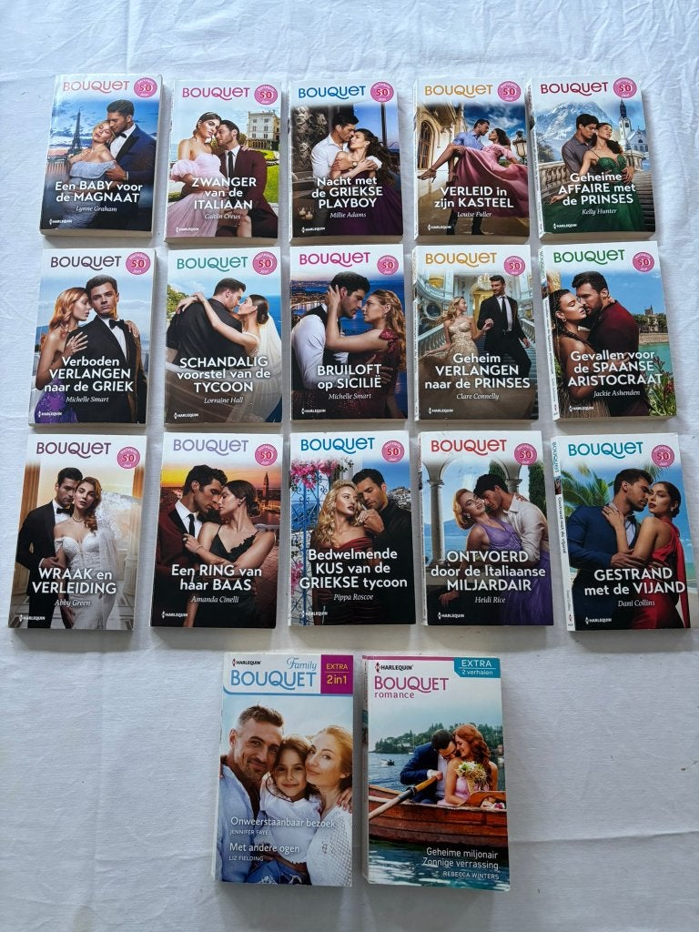 Harlequin bouquet reeks romans 15 st 2025 en 2 dubbel-boek!, Boeken, Romans, Diverse auteurs, Ophalen of Verzenden, Zo goed als nieuw