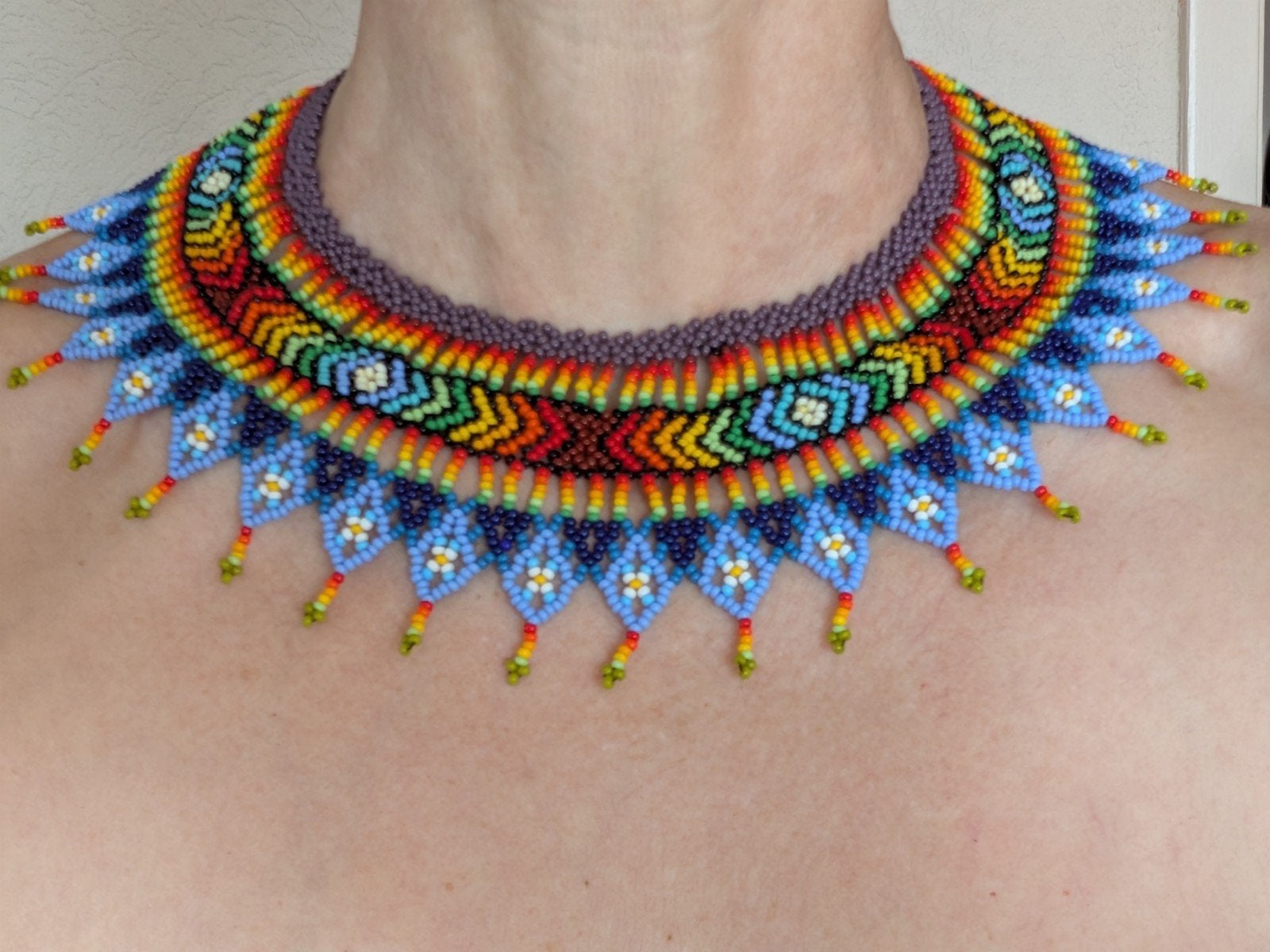 Handgemaakte Kralenketting - Statement piece, Ophalen of Verzenden, Zo goed als nieuw, Overige kleuren, Overige materialen