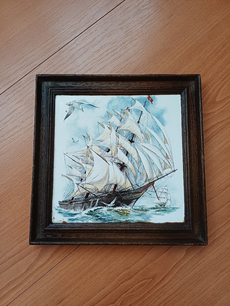 vintage tegeltje Mosa Holland met afbeelding schip, Antiek en Kunst, Antiek | Wandborden en Tegels, Ophalen of Verzenden