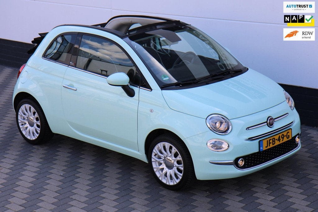 Fiat 500 C 1.2 Verde Lattementa Apple Digi cockpit 16inch lm, Auto's, Fiat, Bedrijf, Te koop, 500C, ABS, Airbags, Airconditioning