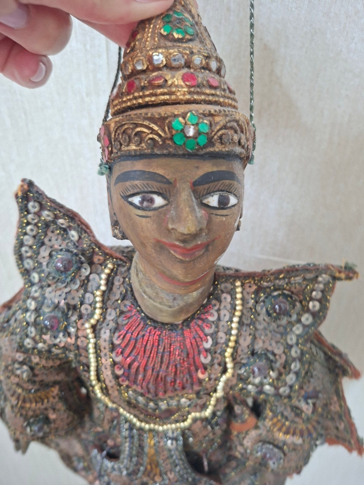2 Antieke Birmese Marionetpop - Handgemaakt en Versierd, Antiek en Kunst, Ophalen of Verzenden