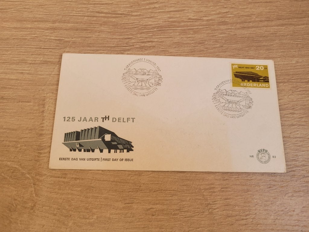 Eerstedagenvelop - 125 jaar TH Delft 1842- 1967 ~ HH7107, Postzegels en Munten, Postzegels | Eerstedagenveloppen, Ophalen of Verzenden