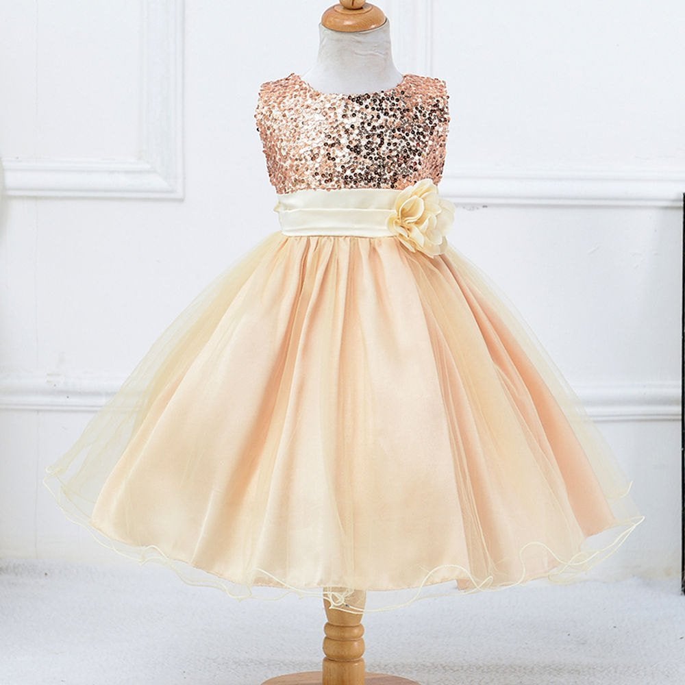 Beige glitter meisjes jurk meisje kinder prinsessen jurkje, Verzenden, Nieuw, 110 t/m 116, Meisje