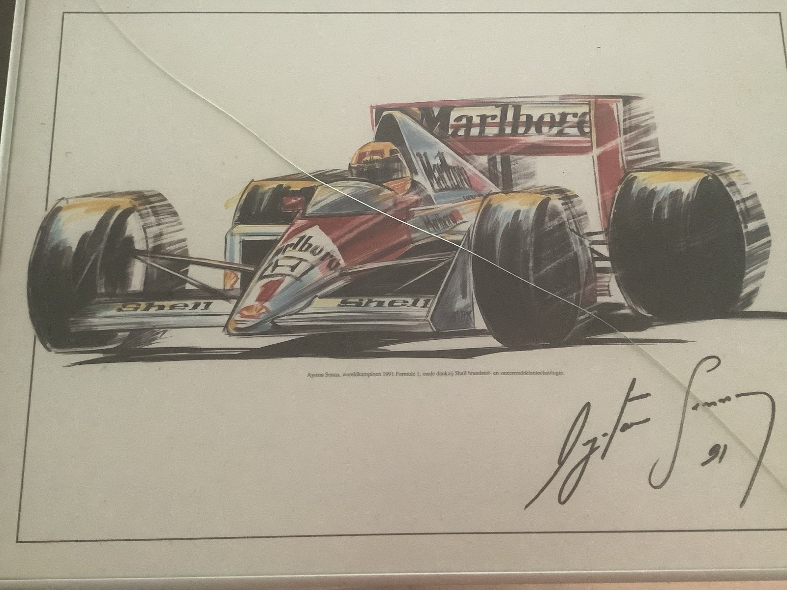 Ayrton Senna Formule 1 print(1991), Realistisch, Ophalen of Verzenden, Print, Overige onderwerpen