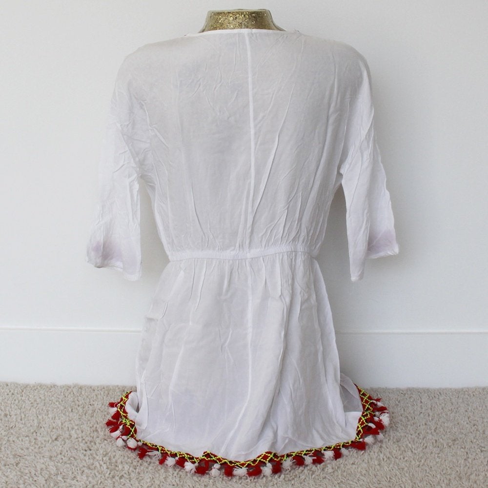 Prachig Bohemian Jurkje - 82 (M) € 25,-, Kleding | Dames, Maat 38/40 (M), Wit, Ophalen of Verzenden, Zo goed als nieuw