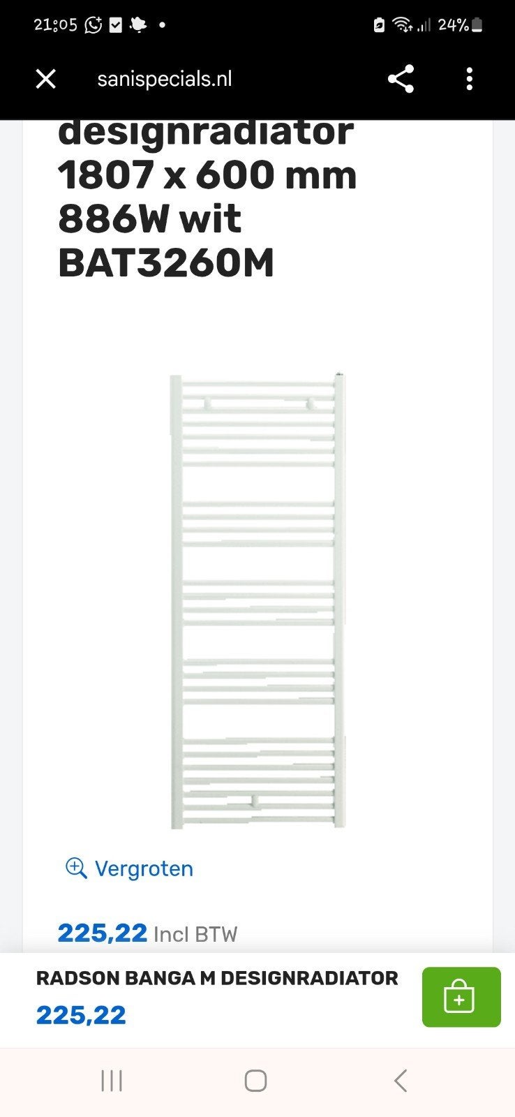 Rettig Metal BANGA Radiator 600x1800 Wit - Nieuw, Ophalen, Nieuw, Radiator, 80 cm of meer