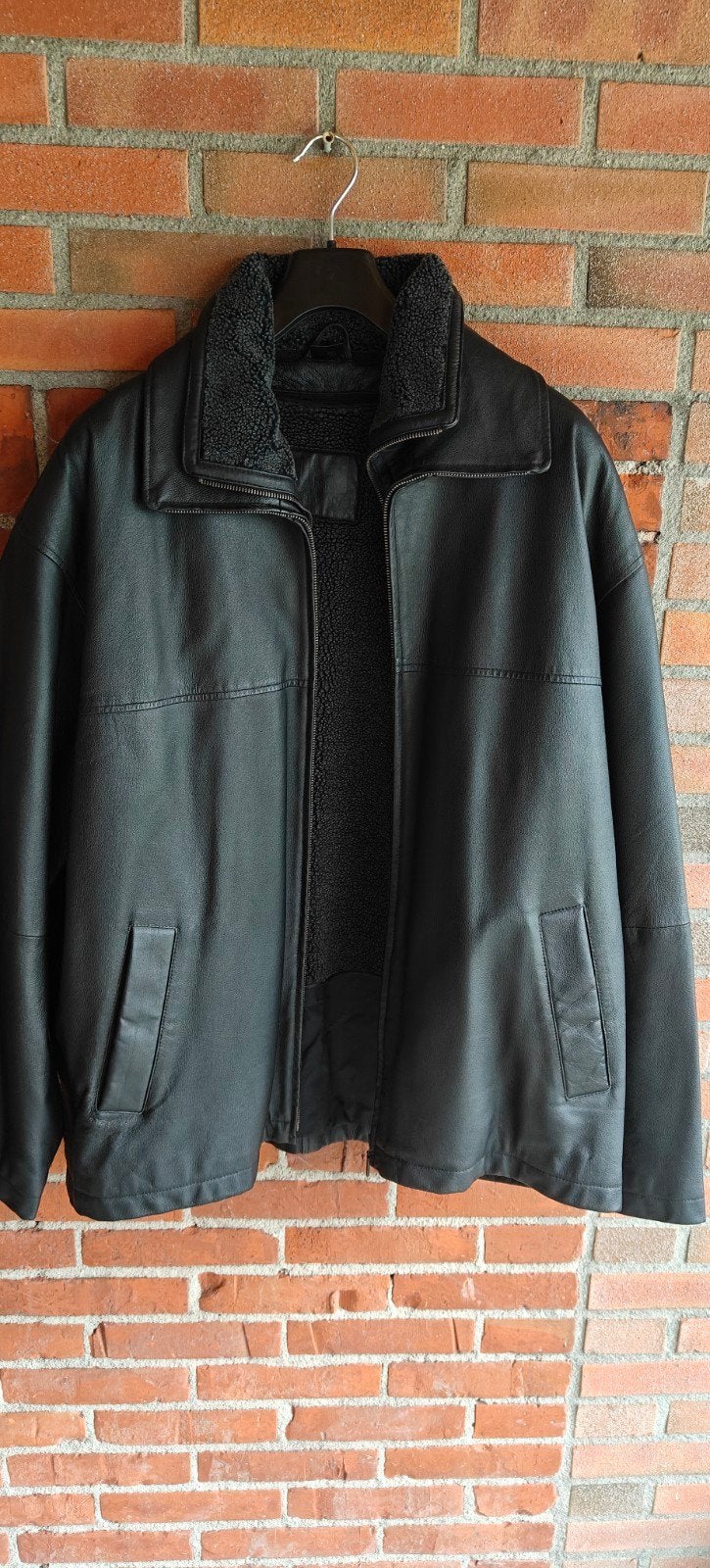 Zwart leren herenjas met teddy voering - Maat 56/58 (XL), Onbekend, Zwart, Maat 56/58 (XL), Ophalen of Verzenden