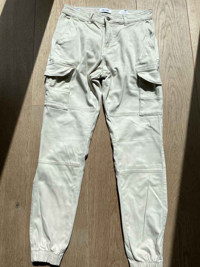 Only & Sons Tapered Cargo Broek - Beige (W28/L32), Ophalen of Verzenden, Zo goed als nieuw, Overige maten, Beige