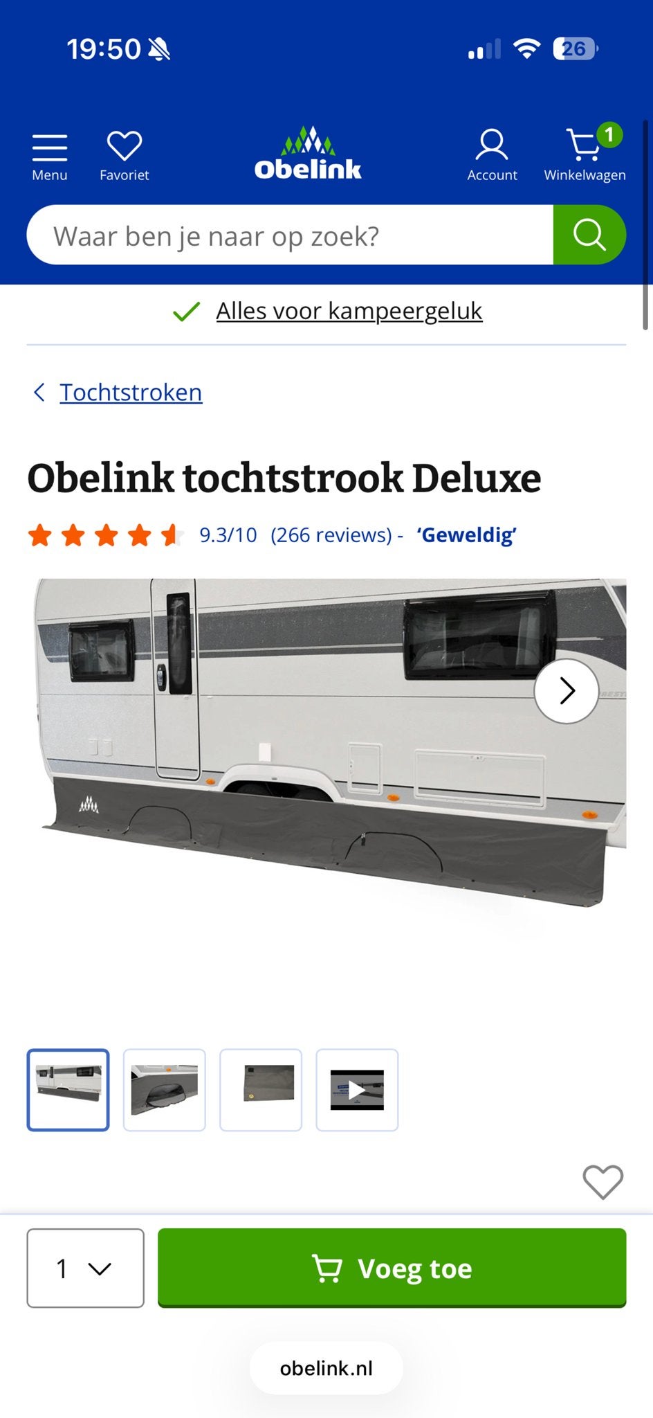 Obelink Tochtstrook Deluxe Caravan - Nieuwstaat, Ophalen, Zo goed als nieuw