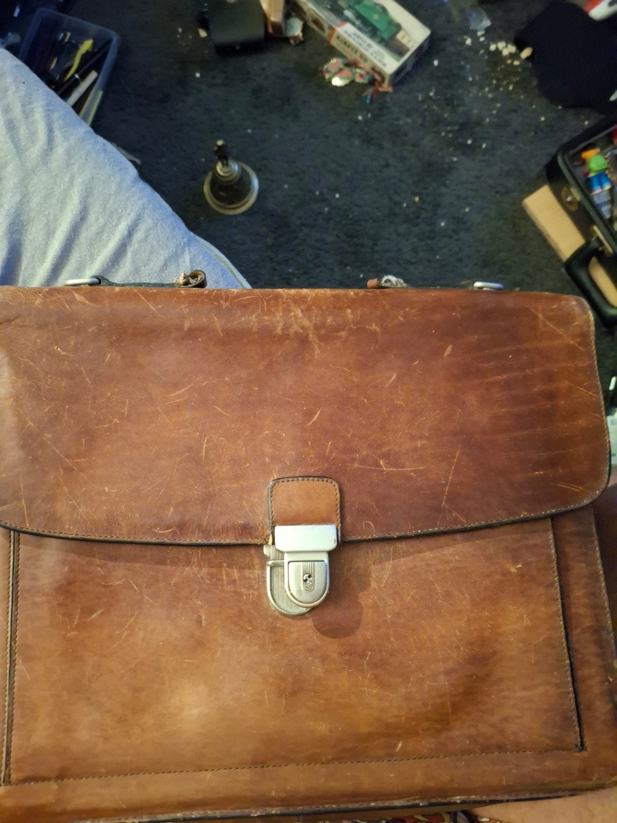 Vintage Claudio Ferrici Leren Aktetas - Bruin, Ophalen, Gebruikt, Bruin, Overige typen