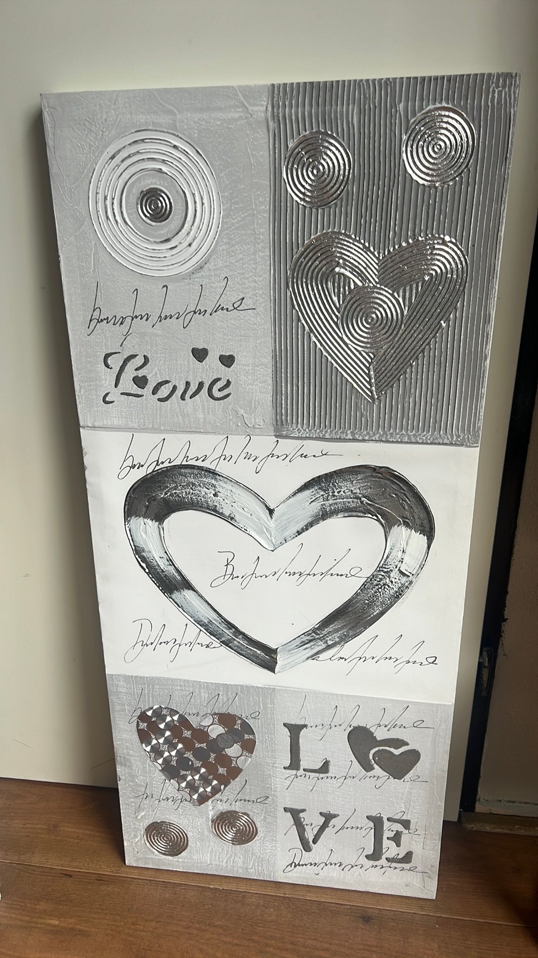 Modern 'Love' schilderij met 3D-effecten, Ophalen of Verzenden