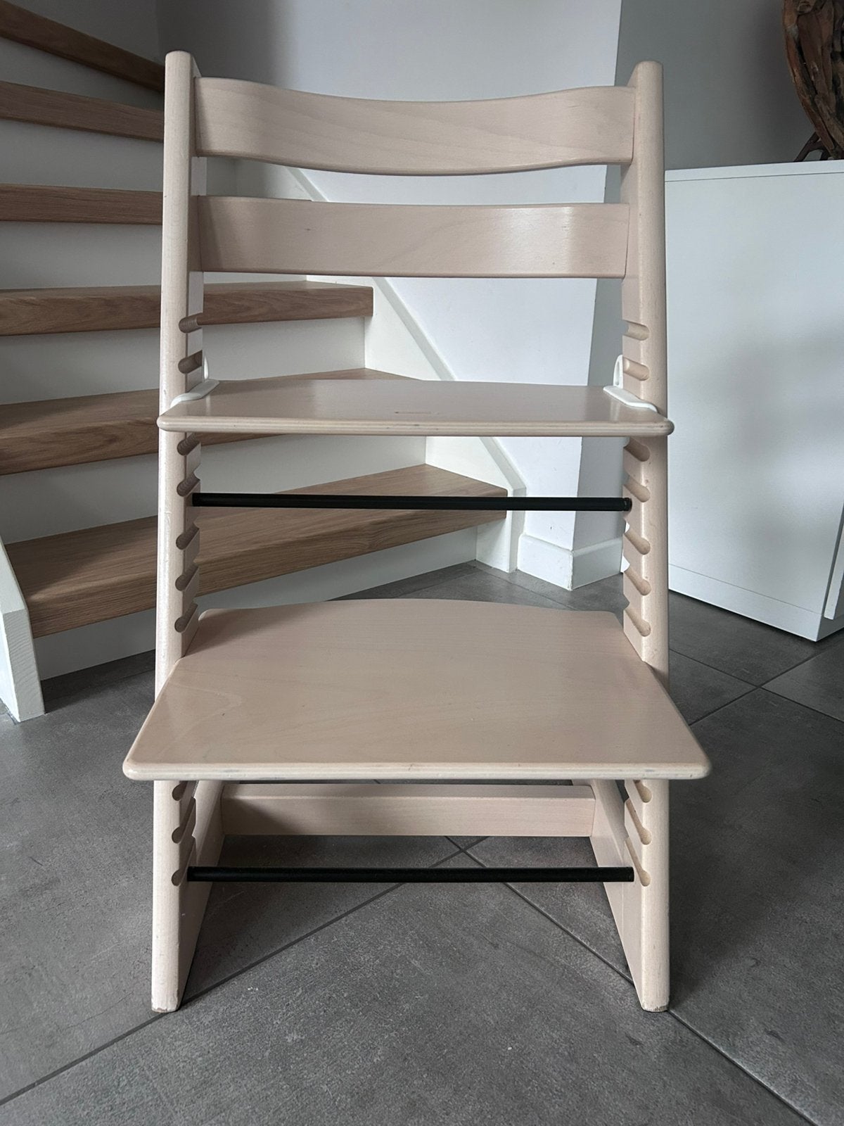 Stokke trip trap kleur naturel met extended gliders, Ophalen, Zo goed als nieuw, Meegroeistoel